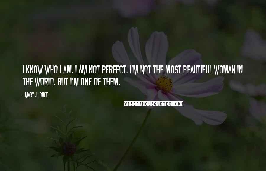 Mary J. Blige Quotes: I know who I am. I am not perfect. I'm not the most beautiful woman in the world. But I'm one of them.