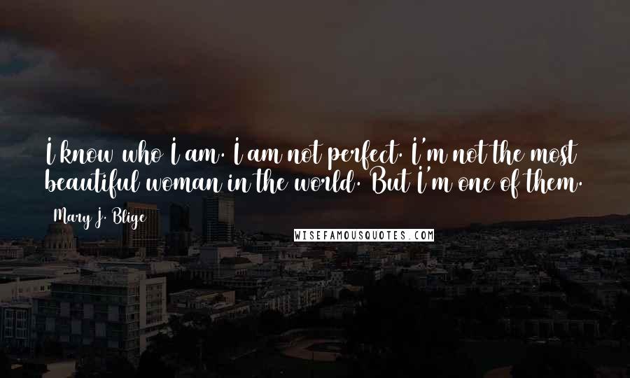 Mary J. Blige Quotes: I know who I am. I am not perfect. I'm not the most beautiful woman in the world. But I'm one of them.