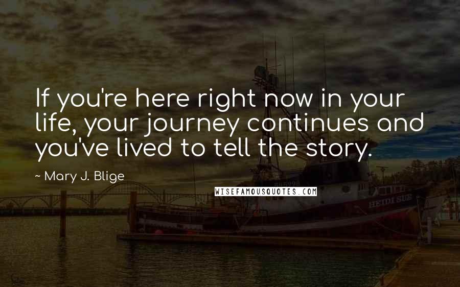 Mary J. Blige Quotes: If you're here right now in your life, your journey continues and you've lived to tell the story.