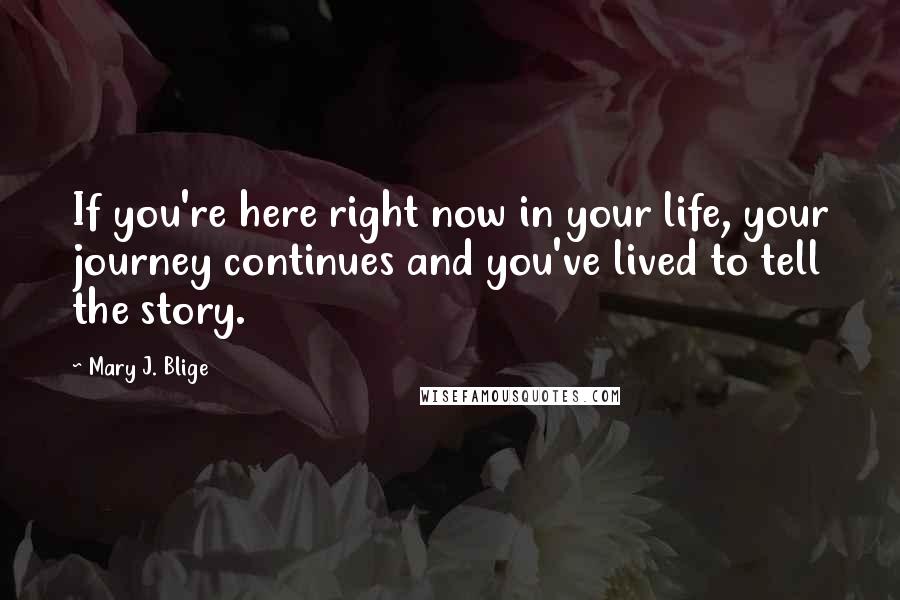 Mary J. Blige Quotes: If you're here right now in your life, your journey continues and you've lived to tell the story.