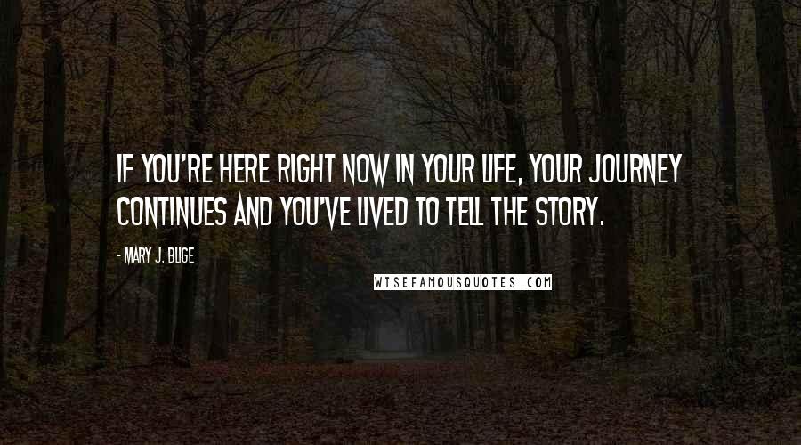 Mary J. Blige Quotes: If you're here right now in your life, your journey continues and you've lived to tell the story.