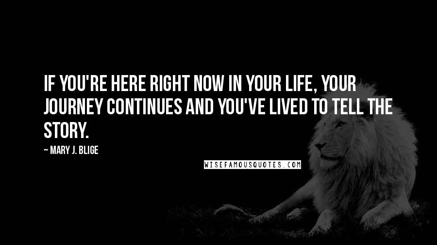 Mary J. Blige Quotes: If you're here right now in your life, your journey continues and you've lived to tell the story.