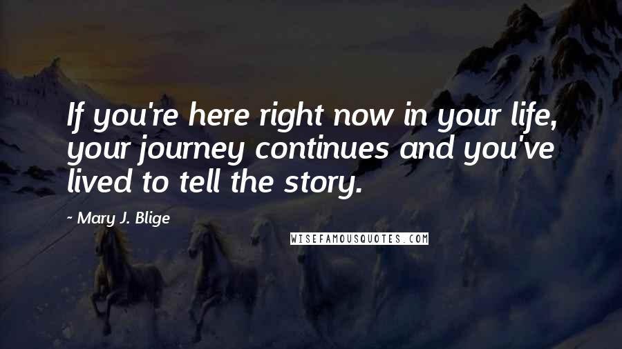 Mary J. Blige Quotes: If you're here right now in your life, your journey continues and you've lived to tell the story.