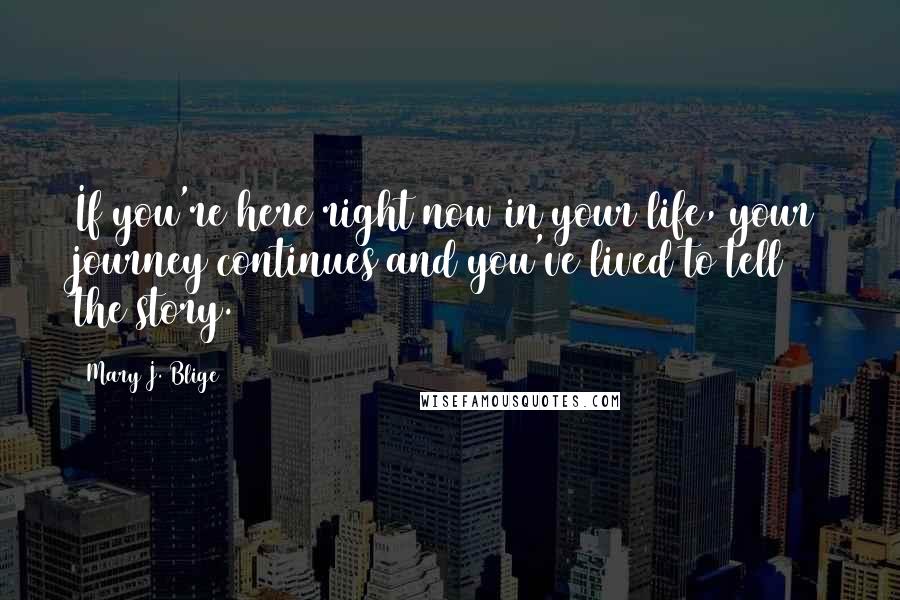 Mary J. Blige Quotes: If you're here right now in your life, your journey continues and you've lived to tell the story.