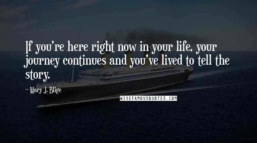 Mary J. Blige Quotes: If you're here right now in your life, your journey continues and you've lived to tell the story.