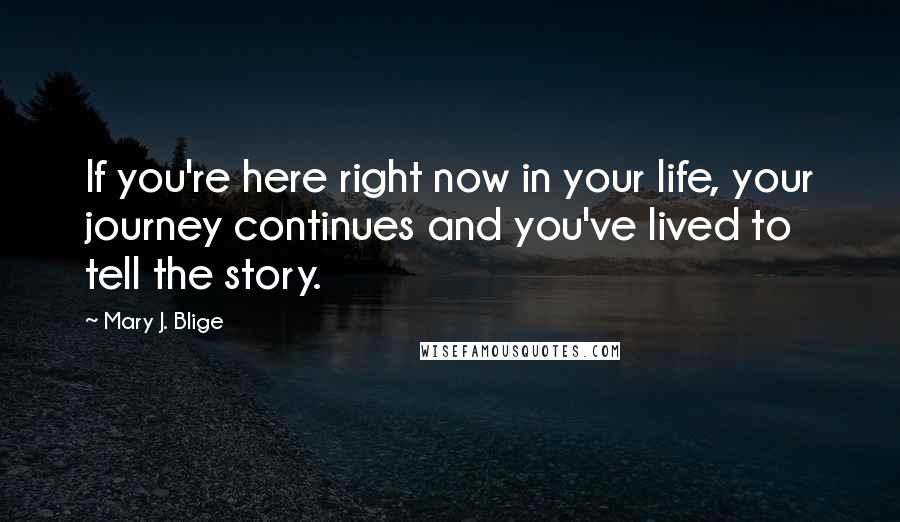Mary J. Blige Quotes: If you're here right now in your life, your journey continues and you've lived to tell the story.