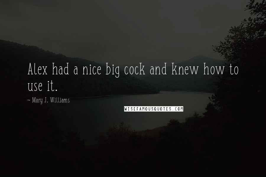 Mary J. Williams Quotes: Alex had a nice big cock and knew how to use it.
