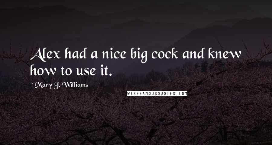 Mary J. Williams Quotes: Alex had a nice big cock and knew how to use it.