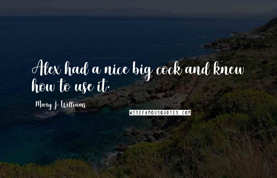 Mary J. Williams Quotes: Alex had a nice big cock and knew how to use it.