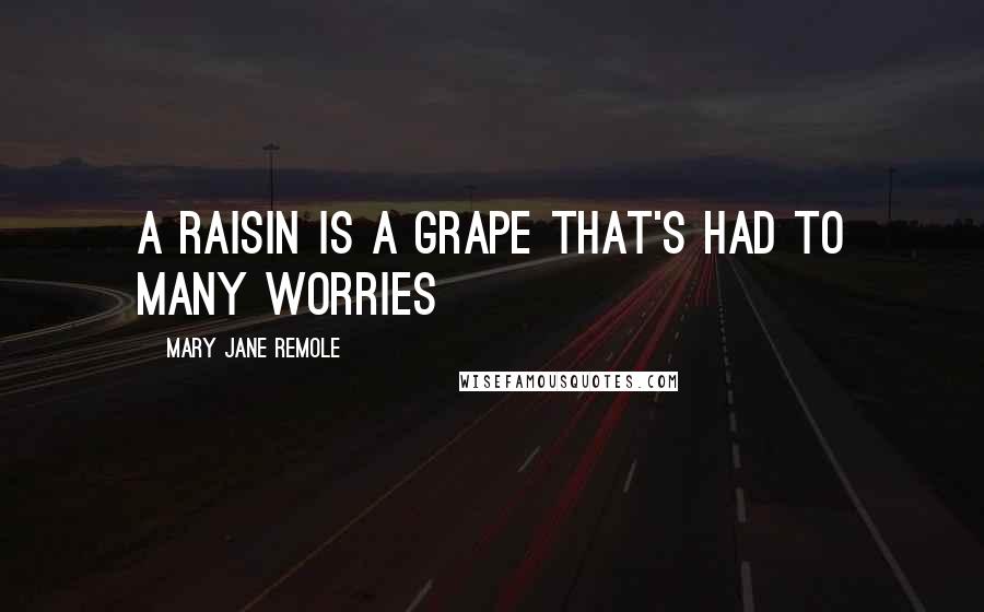 Mary Jane Remole Quotes: A raisin is a grape that's had to many worries