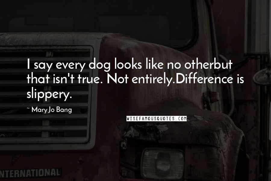 Mary Jo Bang Quotes: I say every dog looks like no otherbut that isn't true. Not entirely.Difference is slippery.