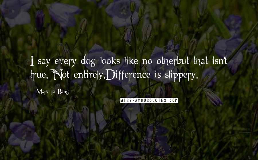 Mary Jo Bang Quotes: I say every dog looks like no otherbut that isn't true. Not entirely.Difference is slippery.