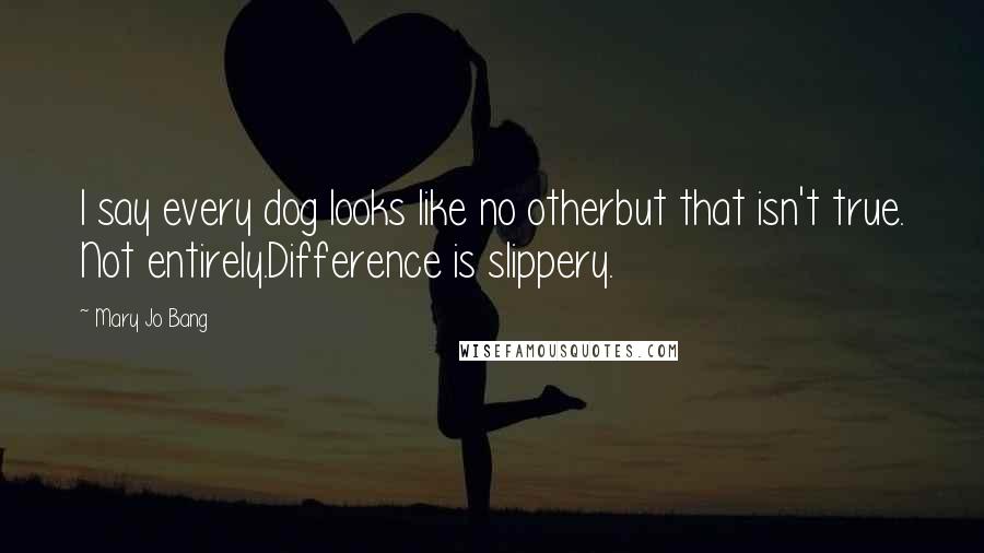 Mary Jo Bang Quotes: I say every dog looks like no otherbut that isn't true. Not entirely.Difference is slippery.