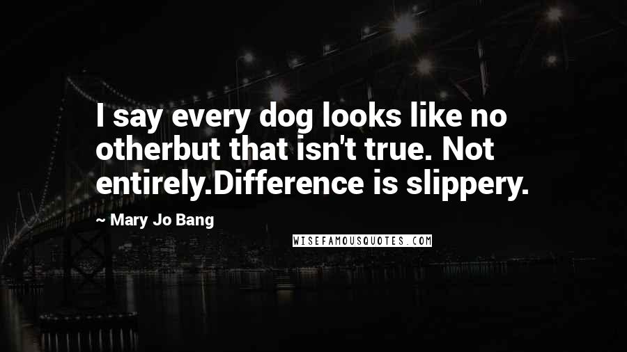 Mary Jo Bang Quotes: I say every dog looks like no otherbut that isn't true. Not entirely.Difference is slippery.