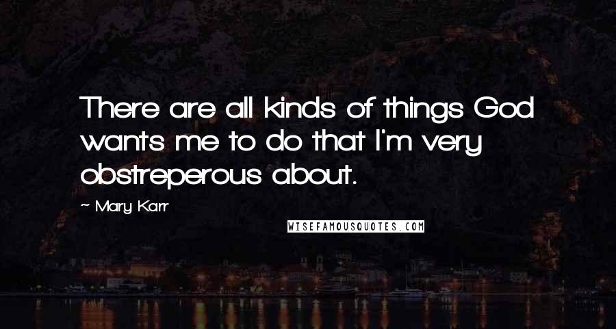 Mary Karr Quotes: There are all kinds of things God wants me to do that I'm very obstreperous about.