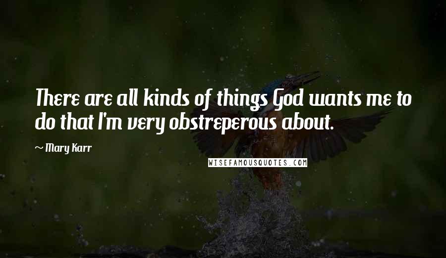 Mary Karr Quotes: There are all kinds of things God wants me to do that I'm very obstreperous about.