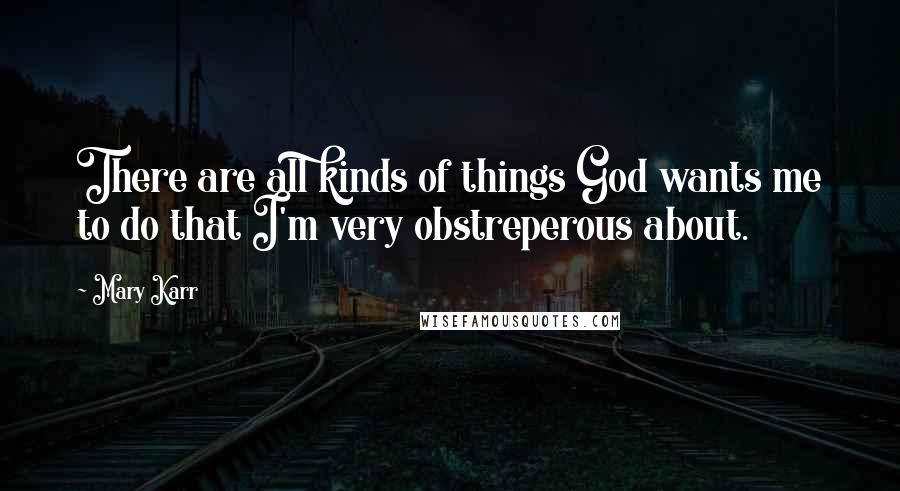 Mary Karr Quotes: There are all kinds of things God wants me to do that I'm very obstreperous about.