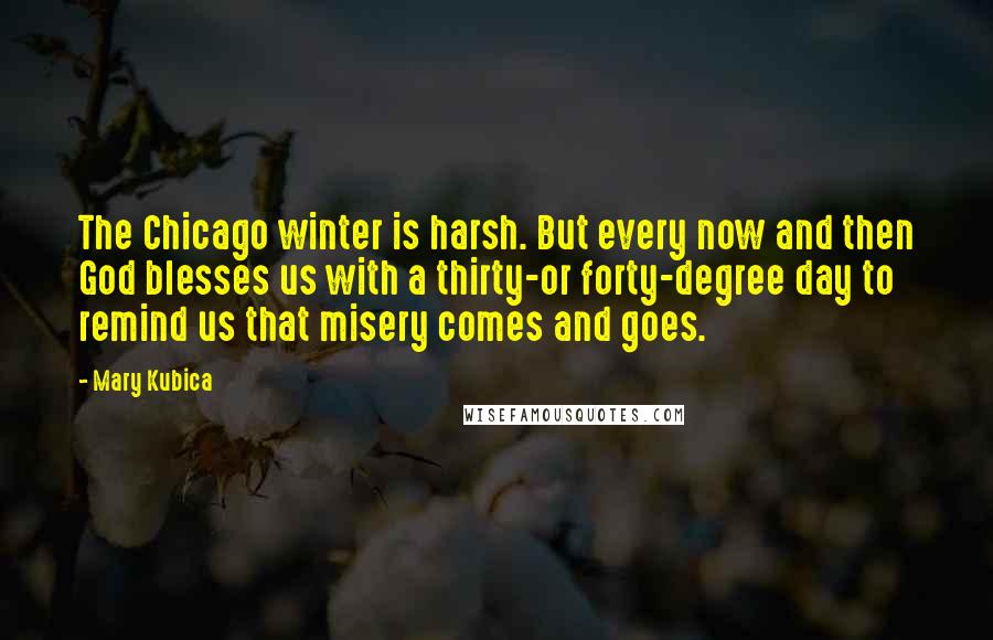 Mary Kubica Quotes: The Chicago winter is harsh. But every now and then God blesses us with a thirty-or forty-degree day to remind us that misery comes and goes.