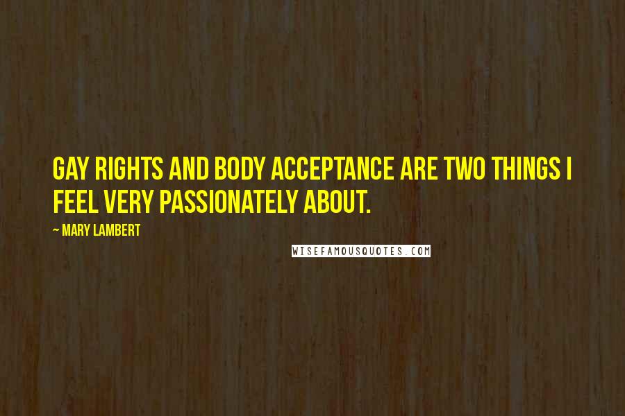 Mary Lambert Quotes: Gay rights and body acceptance are two things I feel very passionately about.