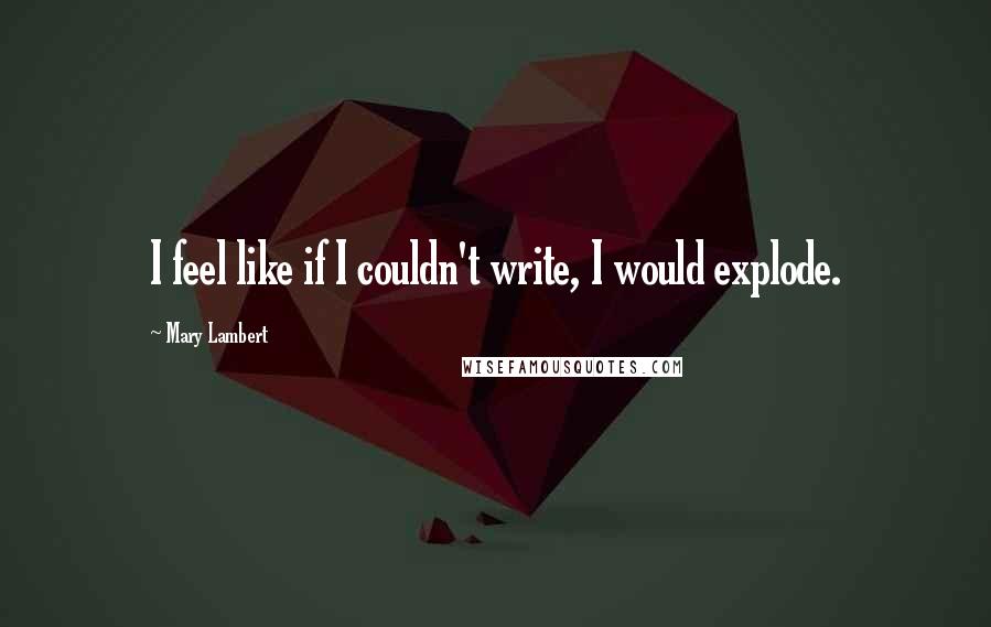 Mary Lambert Quotes: I feel like if I couldn't write, I would explode.