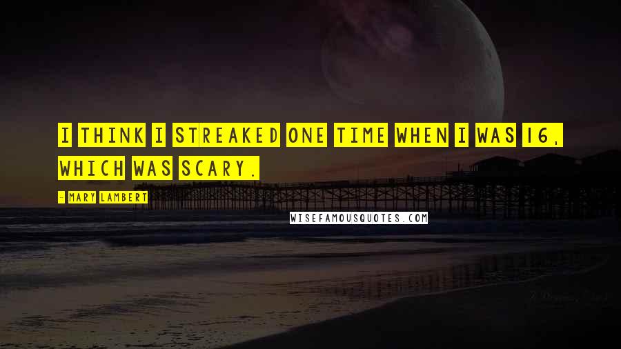 Mary Lambert Quotes: I think I streaked one time when I was 16, which was scary.