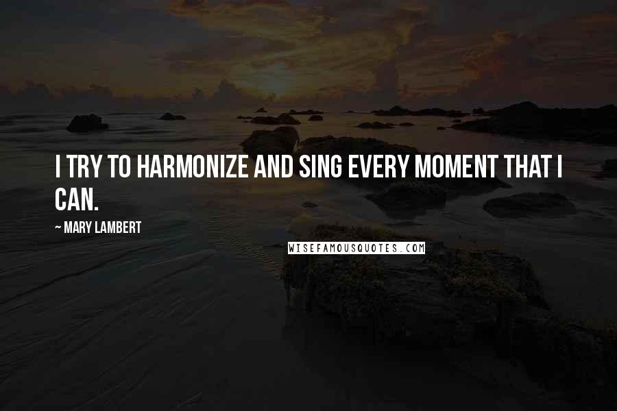 Mary Lambert Quotes: I try to harmonize and sing every moment that I can.