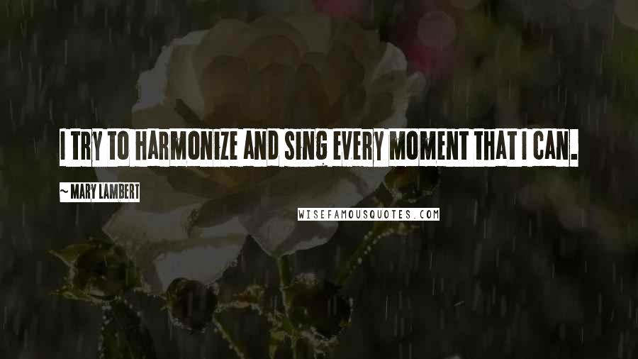 Mary Lambert Quotes: I try to harmonize and sing every moment that I can.