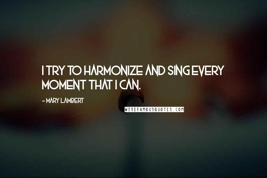 Mary Lambert Quotes: I try to harmonize and sing every moment that I can.