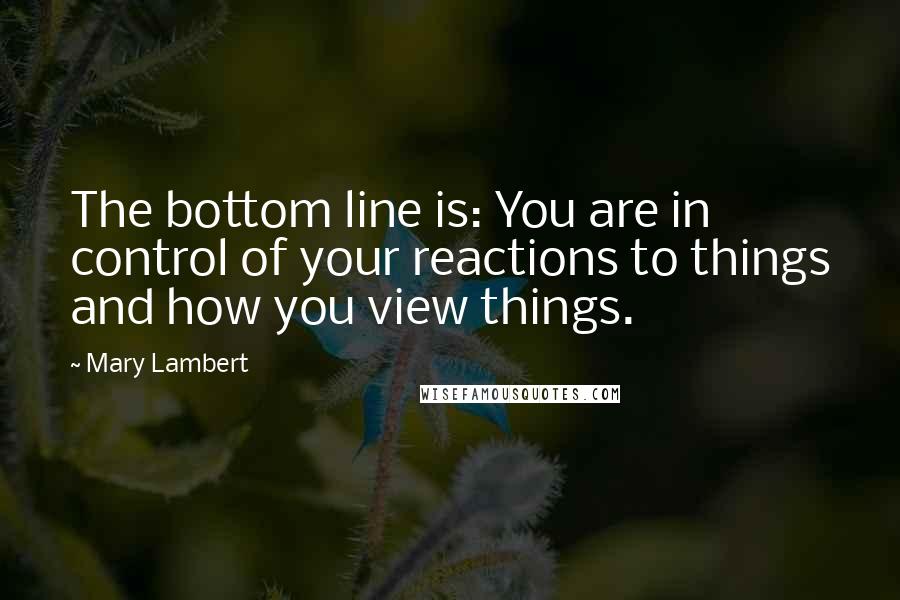 Mary Lambert Quotes: The bottom line is: You are in control of your reactions to things and how you view things.