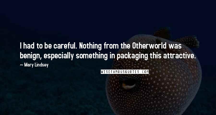 Mary Lindsey Quotes: I had to be careful. Nothing from the Otherworld was benign, especially something in packaging this attractive.