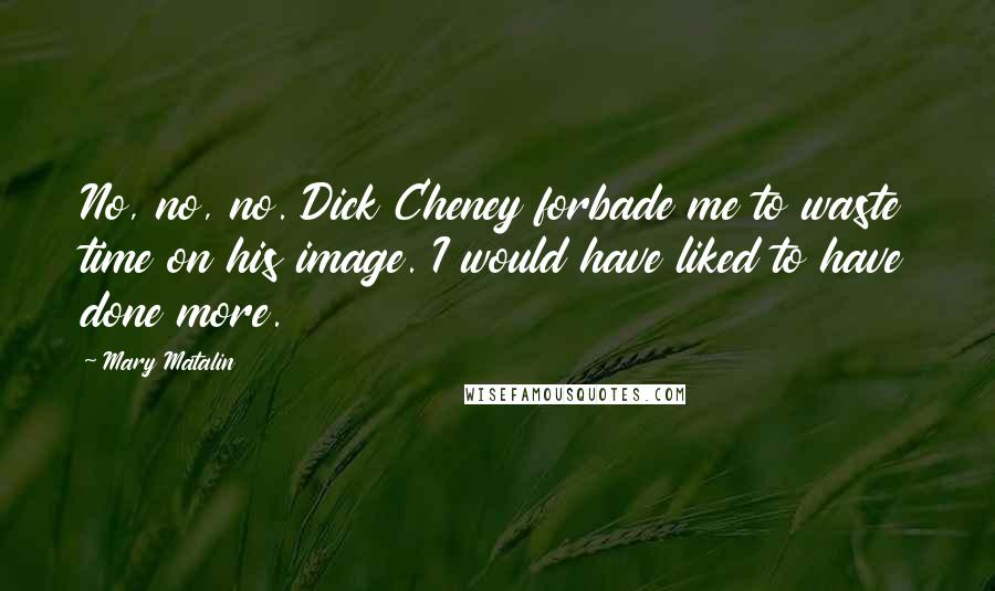 Mary Matalin Quotes: No, no, no. Dick Cheney forbade me to waste time on his image. I would have liked to have done more.