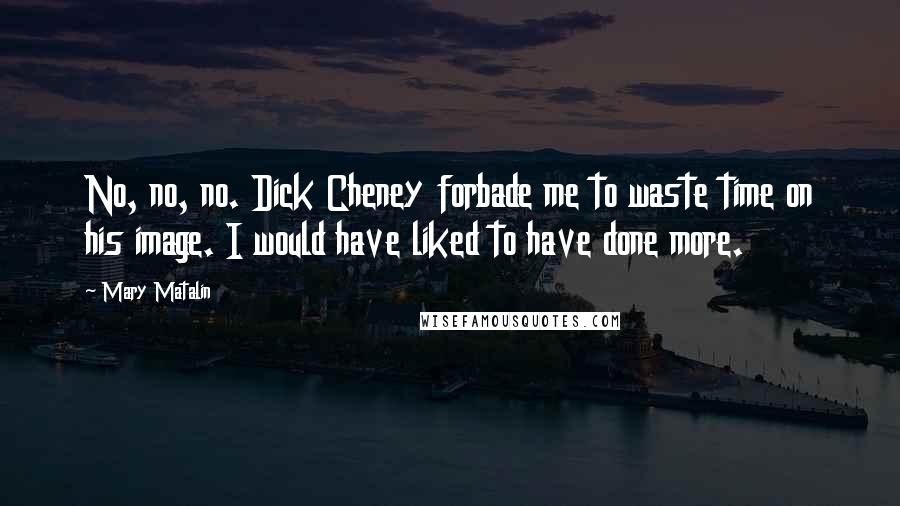 Mary Matalin Quotes: No, no, no. Dick Cheney forbade me to waste time on his image. I would have liked to have done more.