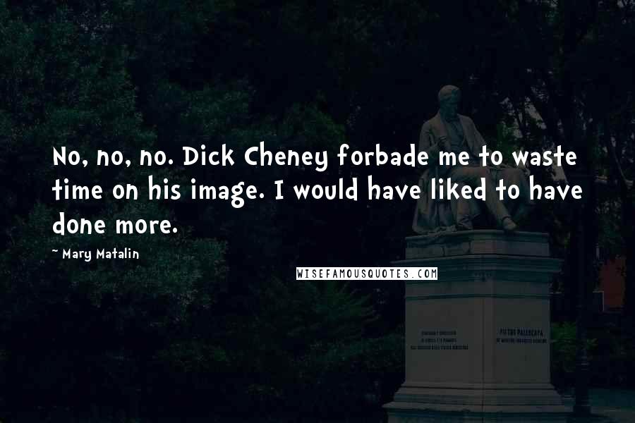 Mary Matalin Quotes: No, no, no. Dick Cheney forbade me to waste time on his image. I would have liked to have done more.