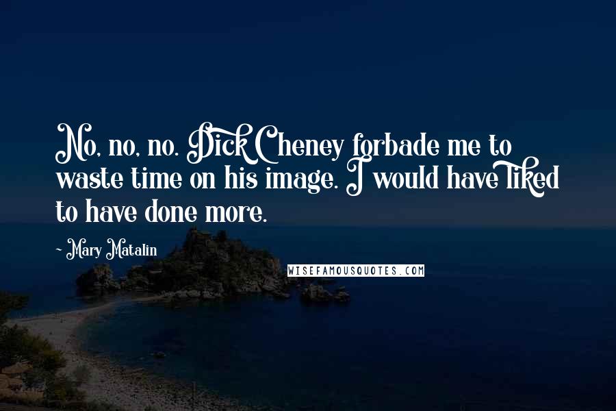 Mary Matalin Quotes: No, no, no. Dick Cheney forbade me to waste time on his image. I would have liked to have done more.