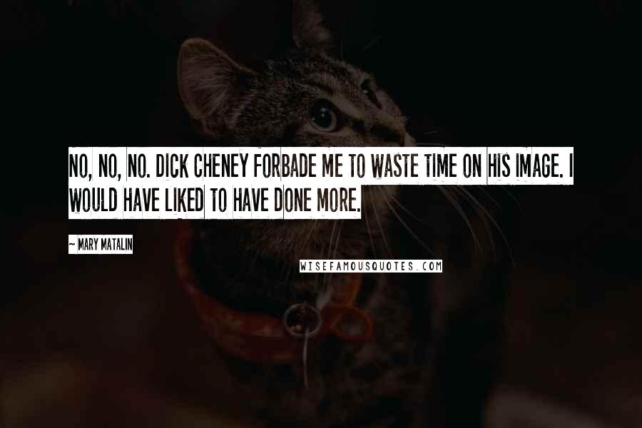 Mary Matalin Quotes: No, no, no. Dick Cheney forbade me to waste time on his image. I would have liked to have done more.