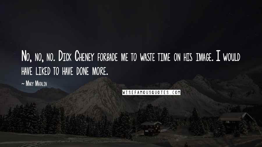 Mary Matalin Quotes: No, no, no. Dick Cheney forbade me to waste time on his image. I would have liked to have done more.