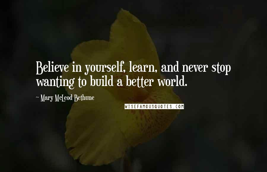 Mary McLeod Bethune Quotes: Believe in yourself, learn, and never stop wanting to build a better world.