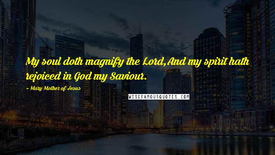 Mary Mother Of Jesus Quotes: My soul doth magnify the Lord,And my spirit hath rejoiced in God my Saviour.