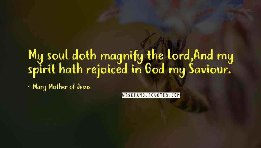 Mary Mother Of Jesus Quotes: My soul doth magnify the Lord,And my spirit hath rejoiced in God my Saviour.