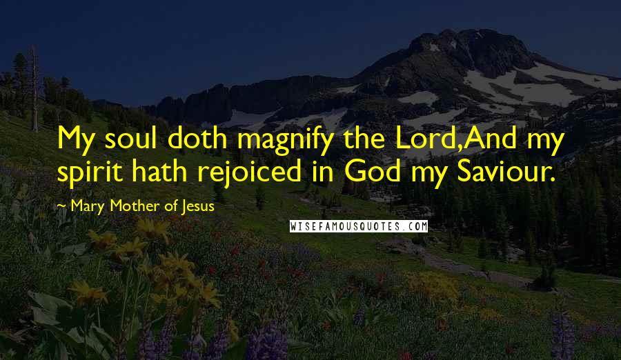 Mary Mother Of Jesus Quotes: My soul doth magnify the Lord,And my spirit hath rejoiced in God my Saviour.