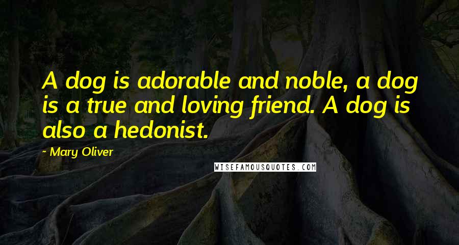 Mary Oliver Quotes: A dog is adorable and noble, a dog is a true and loving friend. A dog is also a hedonist.