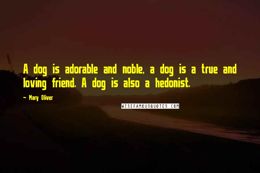 Mary Oliver Quotes: A dog is adorable and noble, a dog is a true and loving friend. A dog is also a hedonist.