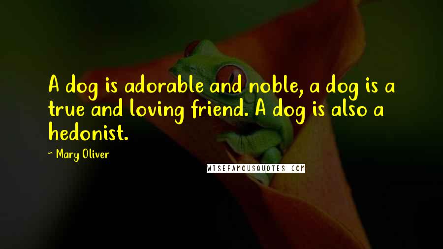 Mary Oliver Quotes: A dog is adorable and noble, a dog is a true and loving friend. A dog is also a hedonist.