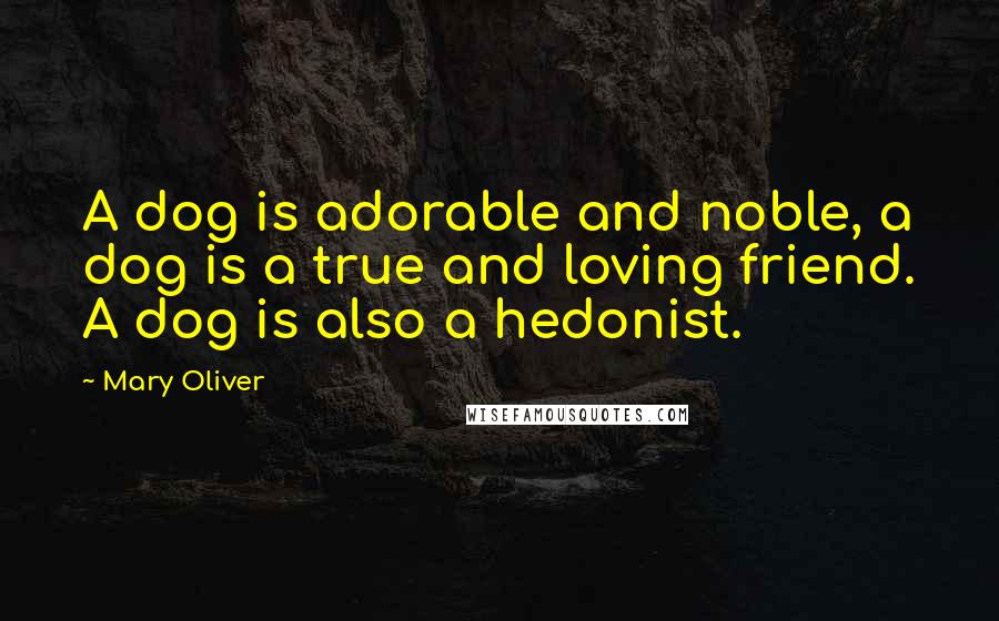 Mary Oliver Quotes: A dog is adorable and noble, a dog is a true and loving friend. A dog is also a hedonist.