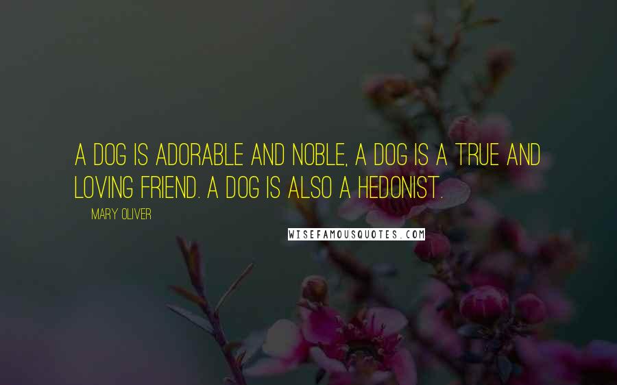 Mary Oliver Quotes: A dog is adorable and noble, a dog is a true and loving friend. A dog is also a hedonist.