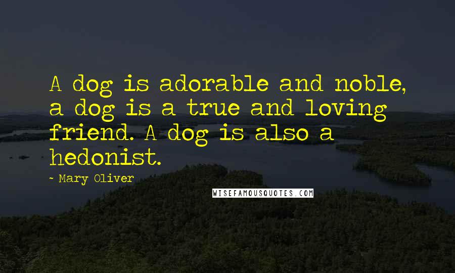 Mary Oliver Quotes: A dog is adorable and noble, a dog is a true and loving friend. A dog is also a hedonist.