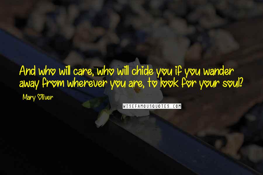 Mary Oliver Quotes: And who will care, who will chide you if you wander away from wherever you are, to look for your soul?