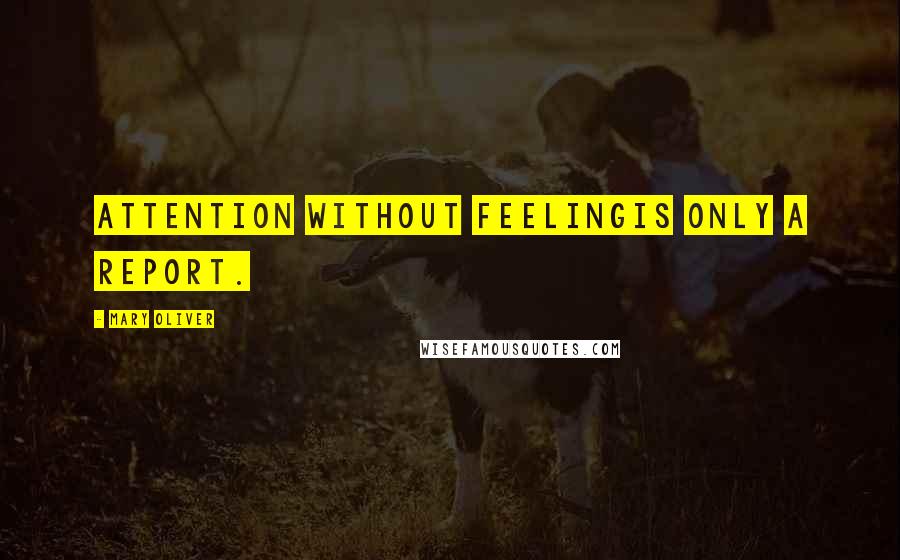 Mary Oliver Quotes: Attention without feelingis only a report.