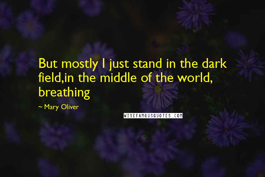Mary Oliver Quotes: But mostly I just stand in the dark field,in the middle of the world, breathing