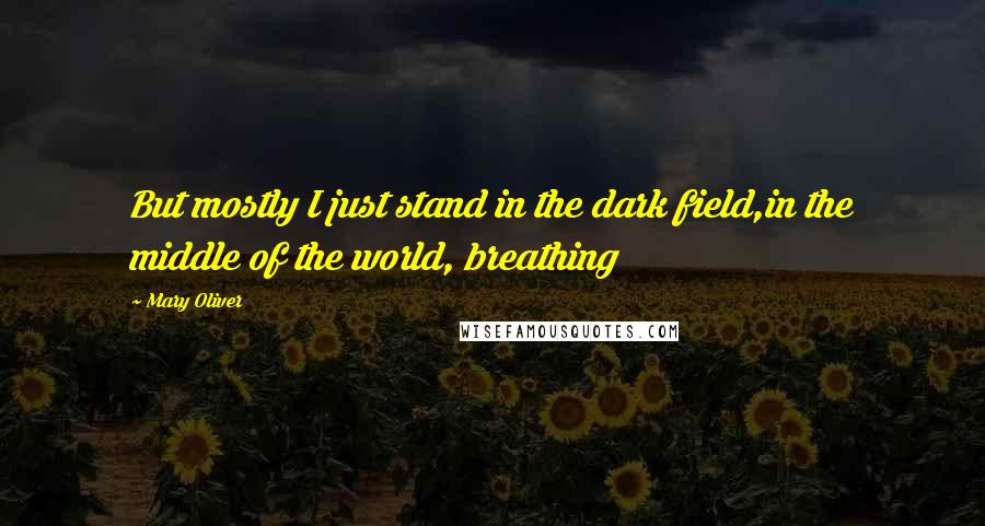 Mary Oliver Quotes: But mostly I just stand in the dark field,in the middle of the world, breathing